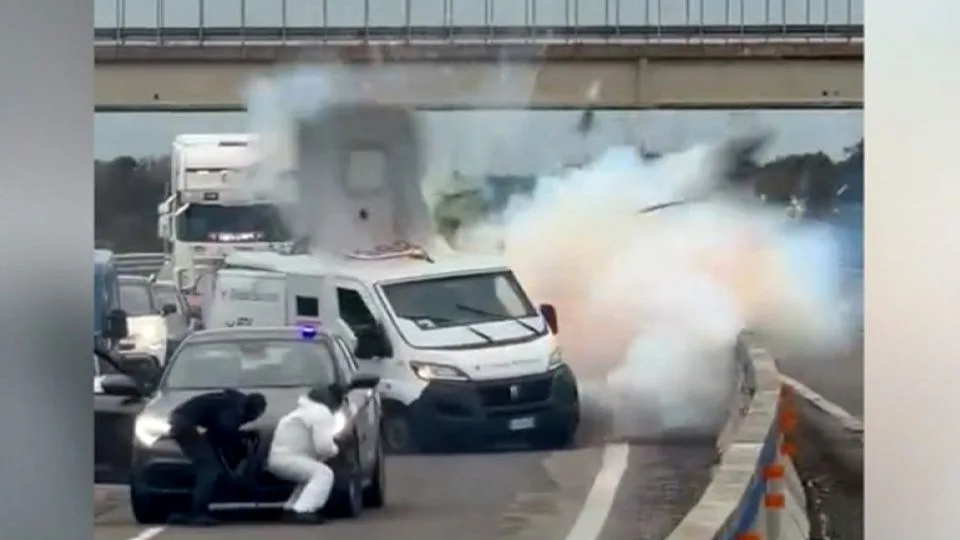 Gang of Armed Robbers Blow Open Armored Truck in Brazen Highway Heist